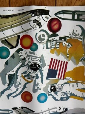 Vintage 3M stickers US Space program wall decor test print roll